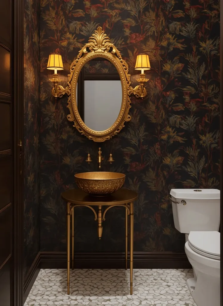 Vintage Gold Tropical Wallpaper