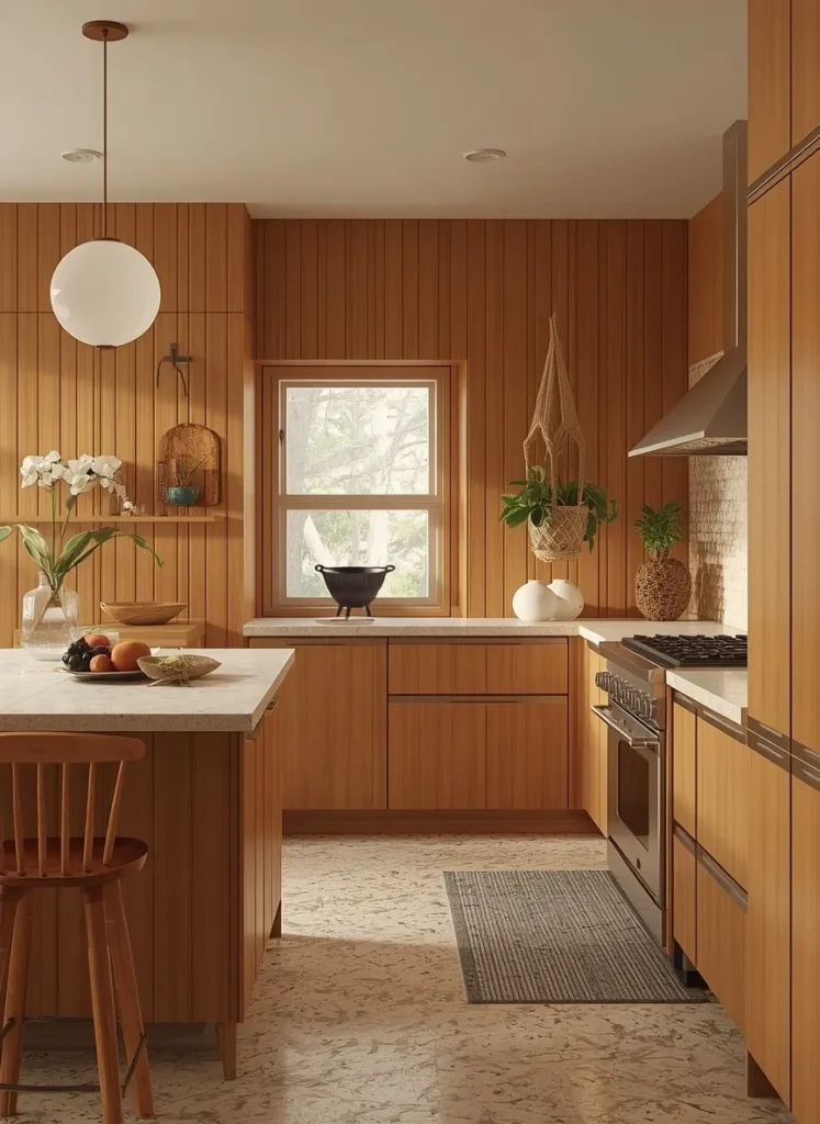 Vintage Wood Panel Kitchen