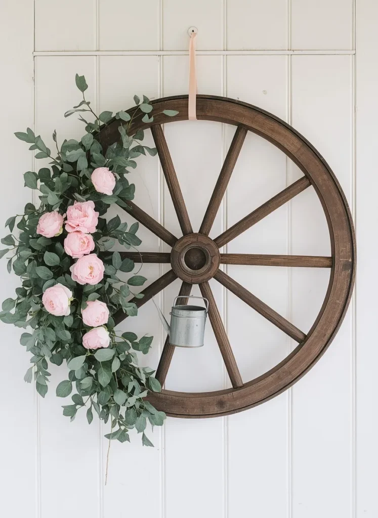 Wagon Wheel Floral Wreath