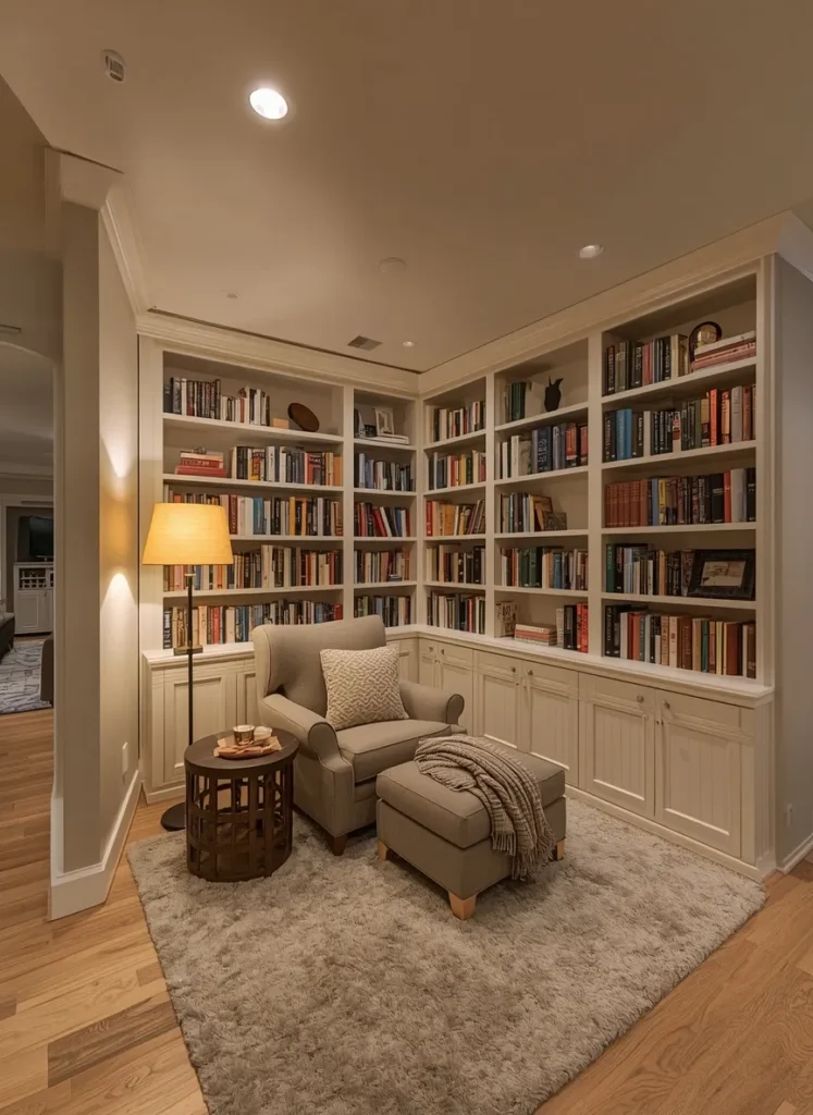 Warm Basement Reading Nook