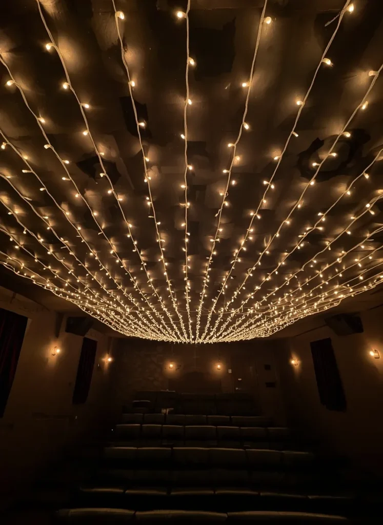 Warm String Light Ceiling