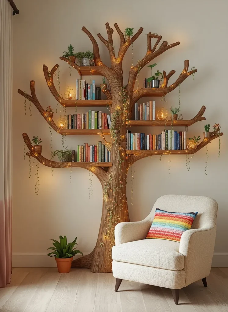 Whimsical Tree-Shaped Library Shelf Design
