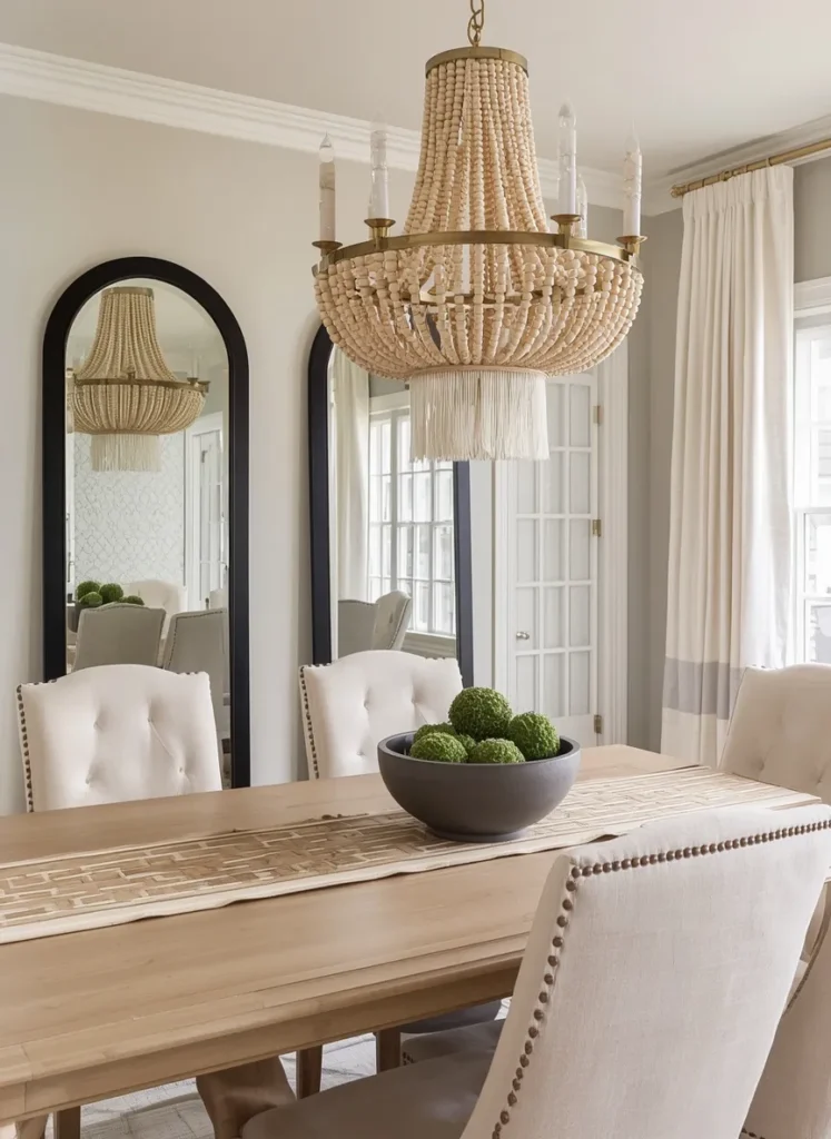 Wood Bead Chandelier Glam