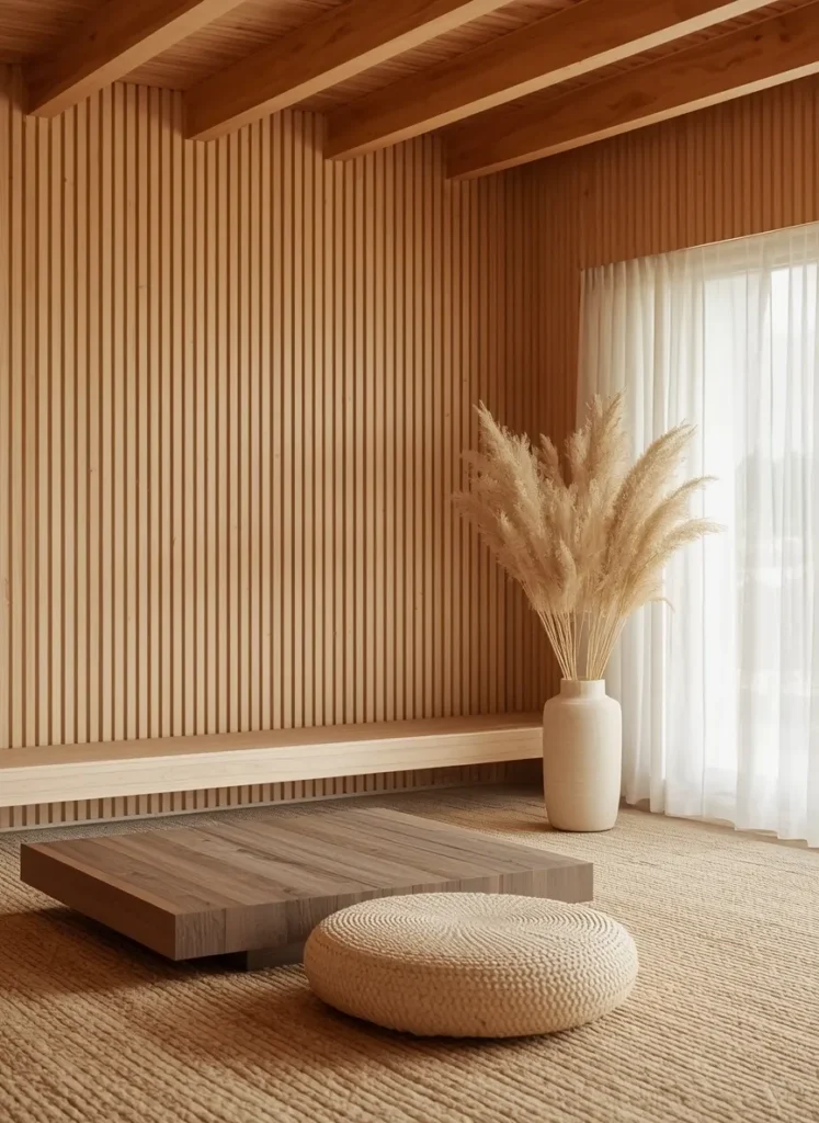 Wood Beam Low Platform Lounge