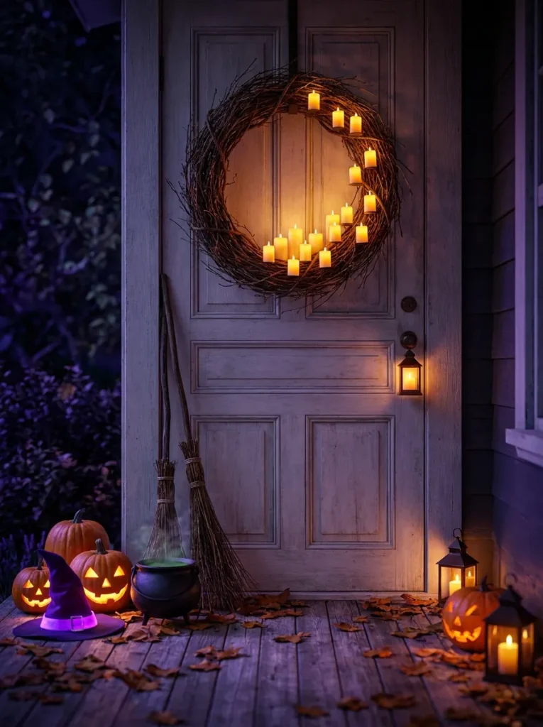 Candlelit Halloween Door Wreath