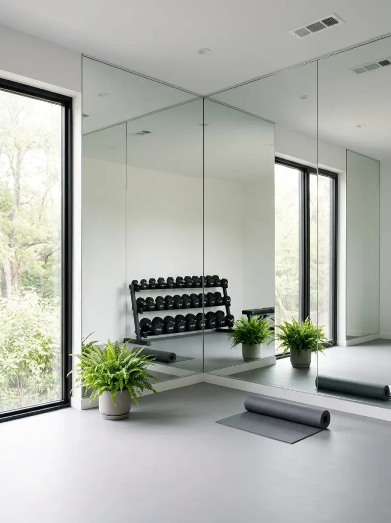 Mirrored Wall Workout Room