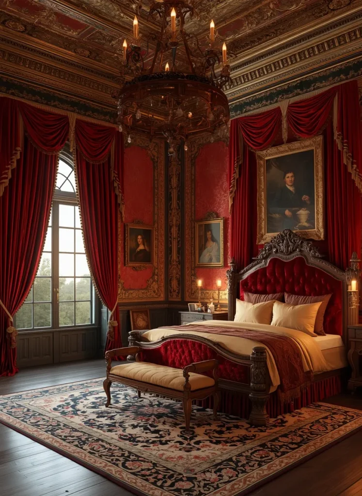 Opulent Victorian Red Bedroom