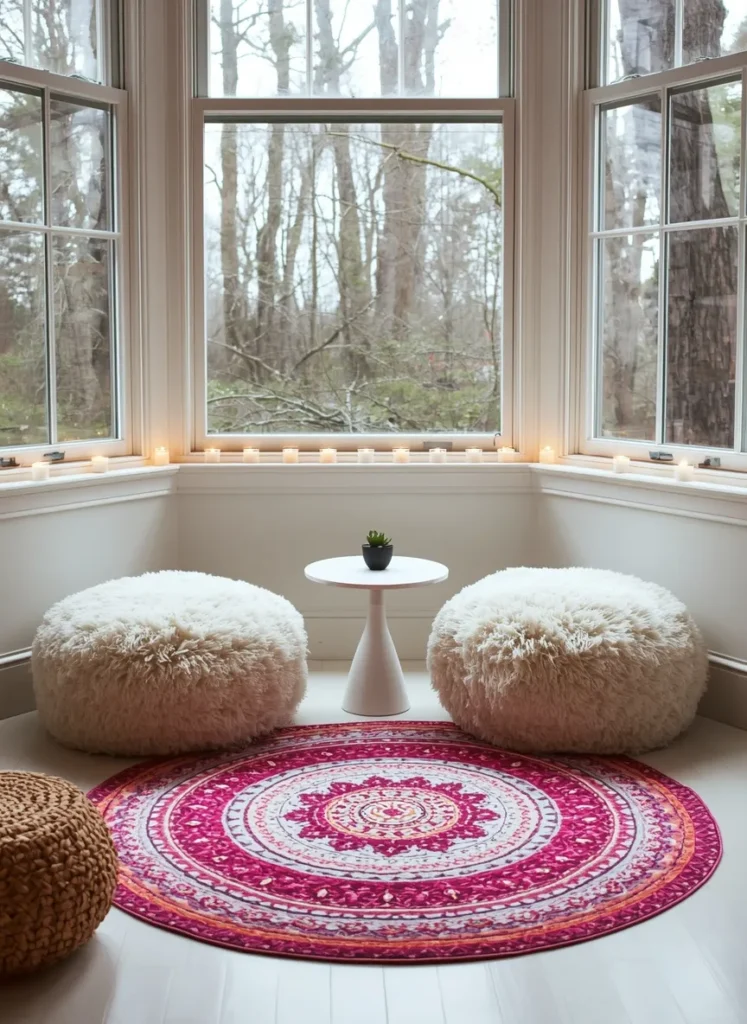 Pink Mandala Rug Bay Window