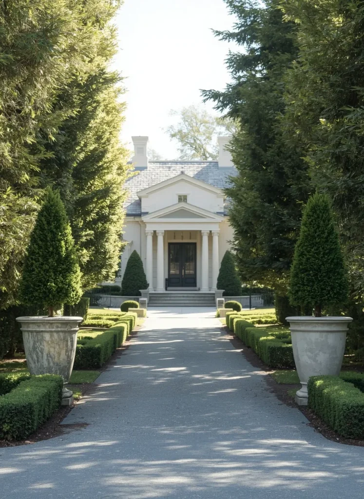 Symmetrical Topiary Entrance